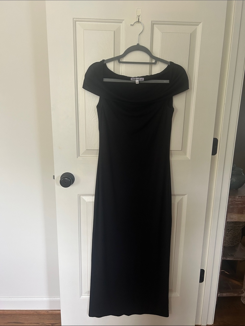 Reformation Black Off-Shoulder Maxi Dress